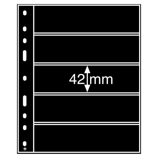 Leuchtturm 333229 Hojas de plástico OPTIMA, 5 divisiones, negro
