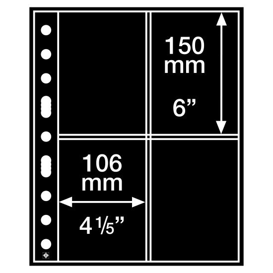 Leuchtturm 333959 Hojas de plástico GRANDE, 4 divisiones, para tarjetas postales, negras Leuchtturm 333959 Hojas de plástico GRANDE, 4 divisiones, para tarjetas postales, negras