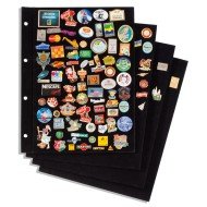 Leuchtturm 339966 Hojas para album pin, de terciopelo negro, paquete de 4 hojas