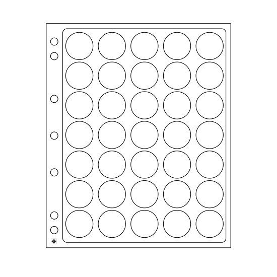 Leuchtturm 343211 hojas p.monedas ENCAP, para 35 cápsulas d. moned.con undiámetro interior d.28 hasta30 mm Leuchtturm 343211 hojas p.monedas ENCAP, para 35 cápsulas d. moned.con undiámetro interior d.28 hasta30 mm