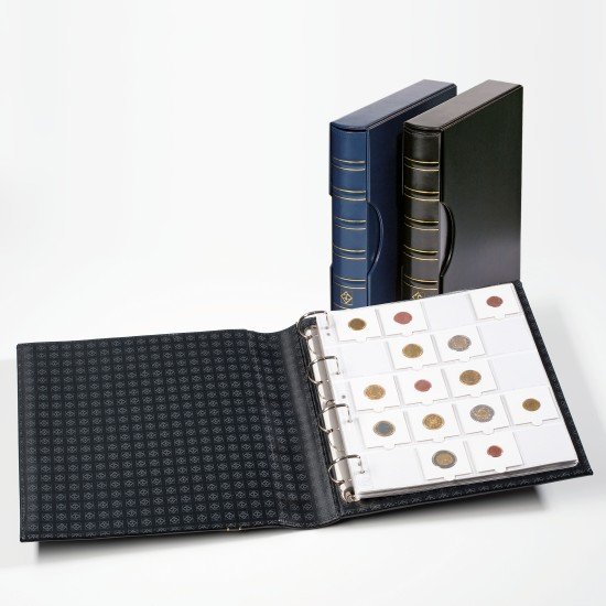 Leuchtturm 343349 Tapa de anillas GRANDE, inkl.10 Hüllen für 200 Münzrähmchen, inkl. Kass., schwarz