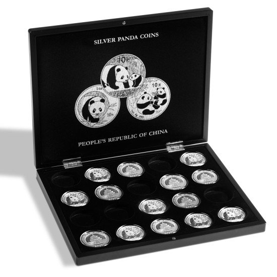 Leuchtturm 344580 Estuche para 20 monedas de plata panda en cápsulas, negro