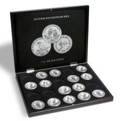 Leuchtturm 346441 Estuche VOLTERRA para 20 monedas de plata Kookaburra en cápsulas, negro Leuchtturm 346441 Estuche VOLTERRA para 20 monedas de plata Kookaburra en cápsulas, negro