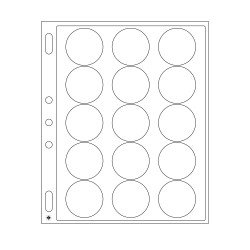 Leuchtturm 346717 hojas p.monedas ENCAP, para 15 cápsulas d. moned.con undiámetro interior d.44 hasta 45 mm
