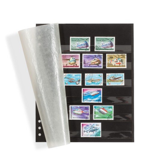 Leuchtturm 346724 Hojas clasificadoras OMEGA, catón negro, 6 bandas transp., hoja protectora brillatina Leuchtturm 346724 Hojas clasificadoras OMEGA, catón negro, 6 bandas transp., hoja protectora brillatina