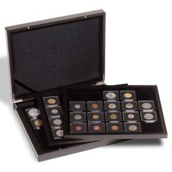 Leuchtturm 347919 Estuche para 60 cápsulas de monedas QUADRUM, 3 bandejas, negro