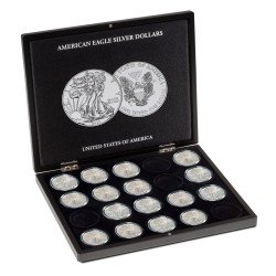 Leuchtturm 348033 Estuche VOLTERRA para 20 monedas de plata American Eagle en cápsulas, negro Leuchtturm 348033 Estuche VOLTERRA para 20 monedas de plata American Eagle en cápsulas, negro