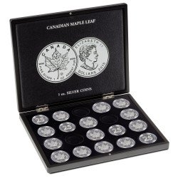 Leuchtturm 348034 Estuche VOLTERRA para 20 monedas de plata Maple Leaf en cápsulas, negro Leuchtturm 348034 Estuche VOLTERRA para 20 monedas de plata Maple Leaf en cápsulas, negro