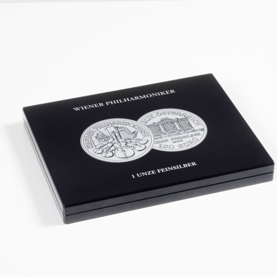 Leuchtturm 350448 Estuche VOLTERRA para 20 monedas de plata Filarmónica de Viena en cápsulas, negro