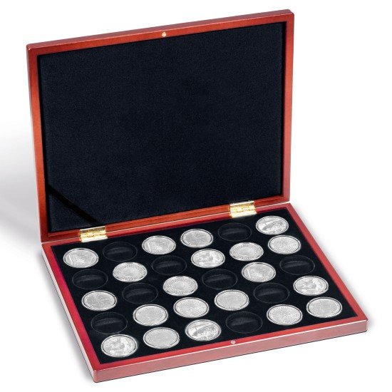 Leuchtturm 354474 Estuche VOLTERRA UNO para 30 monedas conmemorativas alemanas de 20 euros en cápsulas,negro