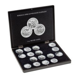 Leuchtturm 357306 Estuche VOLTERRA para 20 monedas de plata Somalia Elefante (1 oz.) en cápsulas