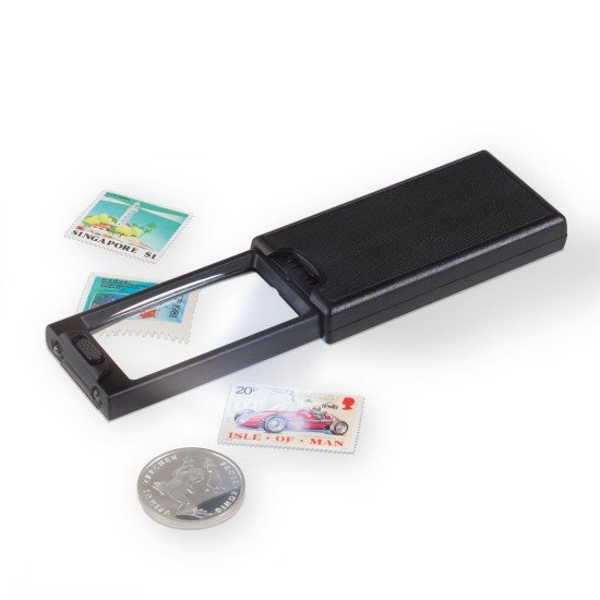 Leuchtturm 359054 Lupa desplegable-LED con 2.5 y 45 aumentos, negro