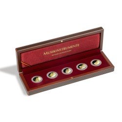 Leuchtturm 360173 Estuche VOLTERRA p. 5 monedas de oro alemanas de 50 € “Instrumentos musicales” en cápsula Leuchtturm 360173 Estuche VOLTERRA p. 5 monedas de oro alemanas de 50 € “Instrumentos musicales” en cápsula