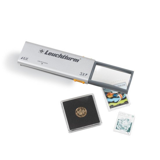 Leuchtturm 360730 Lupa desplegable-LED DUPLEX con 3 y 6 aumentos, recargable
