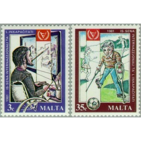 MED/S Malta 620/21 1981 Año internacional de los discapacitados Emblema Lujo MED/S Malta 620/21 1981 Año internacional de los discapacitados Emblema Lujo