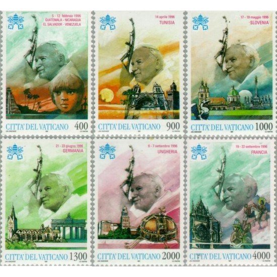 Vaticano - 1090/95 - 1997 Serie Viajes de S S Juan Pablo II Lujo Vaticano - 1090/95 - 1997 Serie Viajes de S S Juan Pablo II Lujo