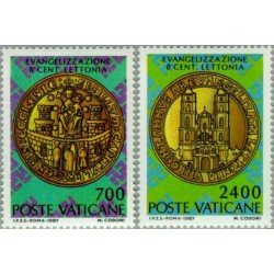 Vaticano - 809/10 - 1987 800º Aniv. de la evangelización de Letonia Lujo Vaticano - 809/10 - 1987 800º Aniv. de la evangelización de Letonia Lujo