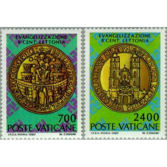 Vaticano - 809/10 - 1987 800º Aniv. de la evangelización de Letonia Lujo Vaticano - 809/10 - 1987 800º Aniv. de la evangelización de Letonia Lujo
