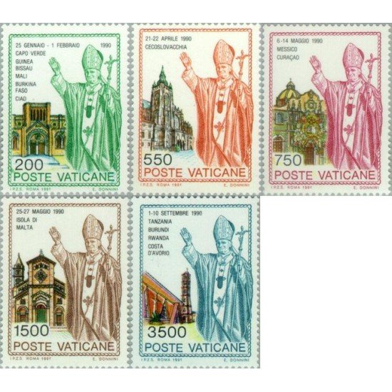 Vaticano - 914/18 - 1991 Serie Viajes de S S Juan Pablo II Lujo Vaticano - 914/18 - 1991 Serie Viajes de S S Juan Pablo II Lujo