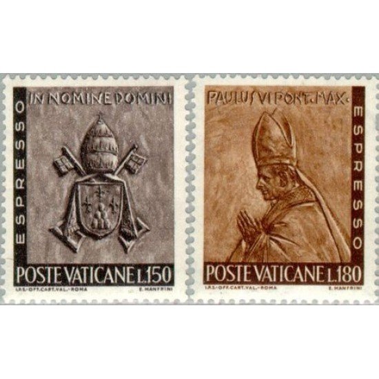 Vaticano Express 17/18 1966 Escudo papal Pablo VI MNH Vaticano Express 17/18 1966 Escudo papal Pablo VI MNH