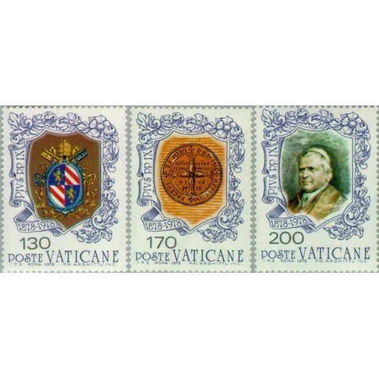 Vaticano - 653/55 - 1978 Cent. muerte del Papa Pio IX Lujo Vaticano - 653/55 - 1978 Cent. muerte del Papa Pio IX Lujo