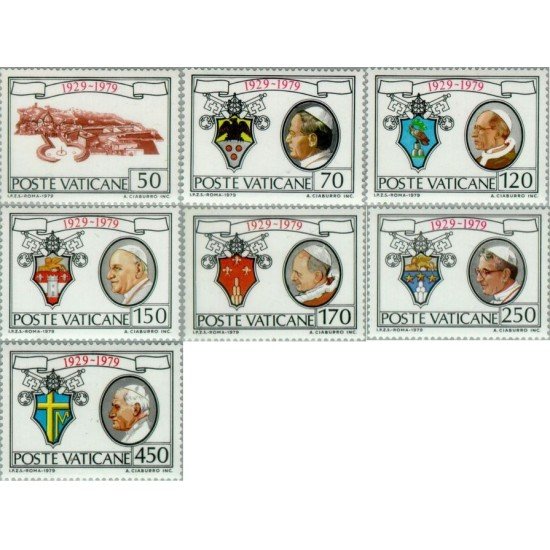 Vaticano - 678/84 - 1979 50º Aniv. fundación ciudad del Vaticano Lujo Vaticano - 678/84 - 1979 50º Aniv. fundación ciudad del Vaticano Lujo
