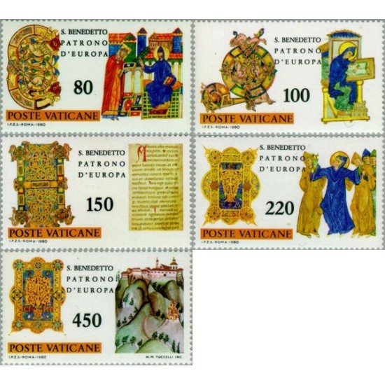 REL/S Vaticano Nº 689/93 1980 15º Cent. de St. Benedicto de Nursie Fundador de los Benedictinos REL/S Vaticano Nº 689/93 1980 15º Cent. de St. Benedicto de Nursie Fundador de los Benedictinos