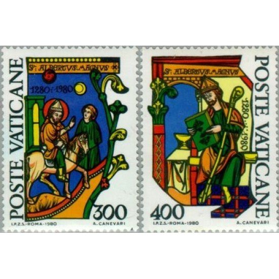 Vaticano 698/99 1980 7º Cent. de la muerte de St. Alberto el Grande MNH Vaticano 698/99 1980 7º Cent. de la muerte de St. Alberto el Grande MNH