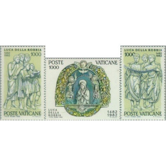 REL/S Vaticano Nº 728/30 1982 5º Cent. muerte del escultor Luca Della Robbia Esculturas Lujo REL/S Vaticano Nº 728/30 1982 5º Cent. muerte del escultor Luca Della Robbia Esculturas Lujo
