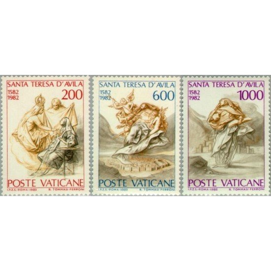 Vaticano - 731/33 - 1982 4º Cent. muerte de Sta. Teresa de Ávila Lujo Vaticano - 731/33 - 1982 4º Cent. muerte de Sta. Teresa de Ávila Lujo