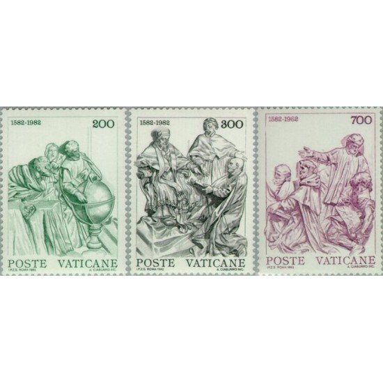 Vaticano - 734/36 - 1982 4º Cent. de la reforma del calendario gregoriano Lujo Vaticano - 734/36 - 1982 4º Cent. de la reforma del calendario gregoriano Lujo