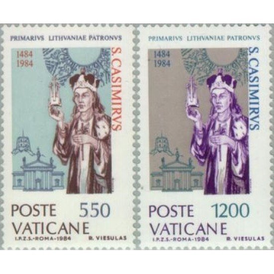 Vaticano - 749/50 - 1984 5º Cent. muerte de St. Casimiro de Lituania Lujo Vaticano - 749/50 - 1984 5º Cent. muerte de St. Casimiro de Lituania Lujo