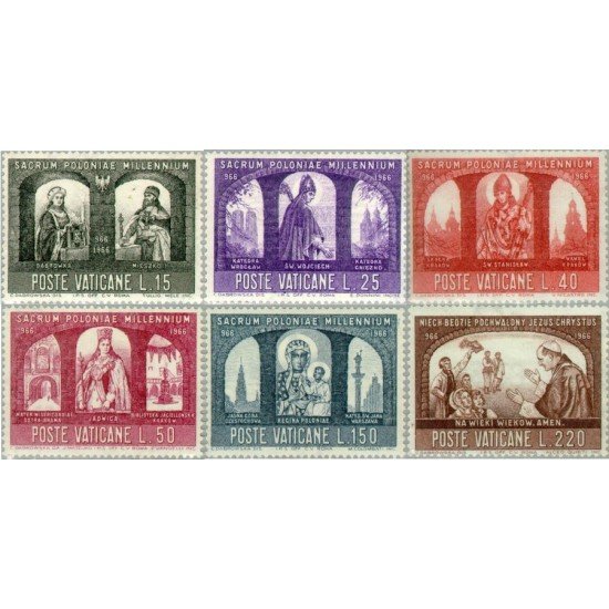 Vaticano Nº 451/56 1966 Milenario del cristianismo en Polonia Lujo Vaticano Nº 451/56 1966 Milenario del cristianismo en Polonia Lujo