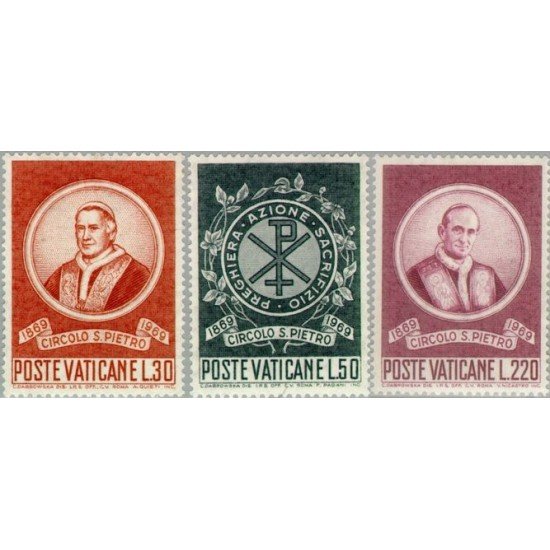 REL/S Vaticano Nº 494/96 1969 Cent. de la fundación del círculo de St.Pedro Lujo REL/S Vaticano Nº 494/96 1969 Cent. de la fundación del círculo de St.Pedro Lujo