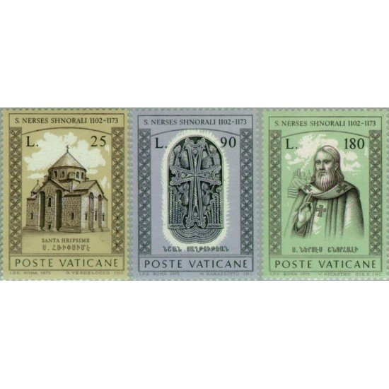 Vaticano - 566/68 - 1973 8º Cent. muerte de Narsès Shnorali Lujo Vaticano - 566/68 - 1973 8º Cent. muerte de Narsès Shnorali Lujo