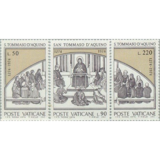 Vaticano - 576/78 - 1974 7º Cent de la muerte de St.Tomás de Aquino Lujo Vaticano - 576/78 - 1974 7º Cent de la muerte de St.Tomás de Aquino Lujo