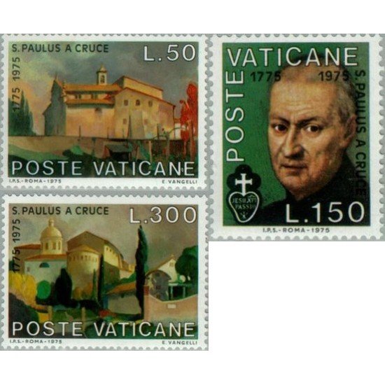 Vaticano - 606/08 - 1975 Bicentenario de la muerte de St. Pablo de la Cruz Lujo Vaticano - 606/08 - 1975 Bicentenario de la muerte de St. Pablo de la Cruz Lujo