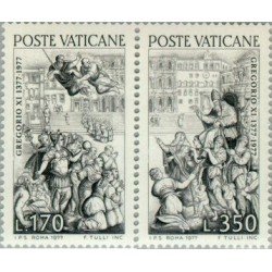 Vaticano -634/35 - 1977 Regreso del Papa Gregorio XI a Roma Fresco de Girgio Vasari Lujo Vaticano -634/35 - 1977 Regreso del Papa Gregorio XI a Roma Fresco de Girgio Vasari Lujo
