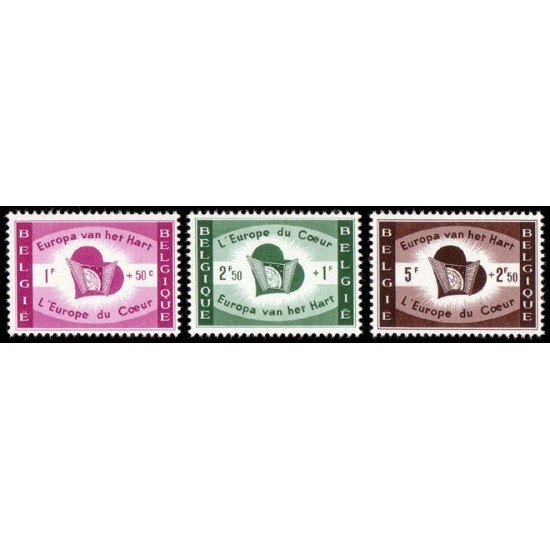 Bélgica - 1090/92 - 1959 Europa de corazón Por los desplazados Lujo Bélgica - 1090/92 - 1959 Europa de corazón Por los desplazados Lujo