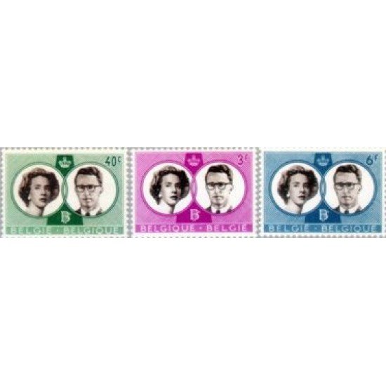 Bélgica - 1169/71 - 1960 Boda real Fabiola y Balduino I Lujo