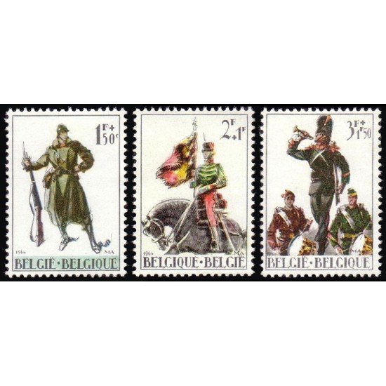 Bélgica - 1293/95 - 1964 50º Aniv. 1ª guerra mundial Soldados Lujo Bélgica - 1293/95 - 1964 50º Aniv. 1ª guerra mundial Soldados Lujo