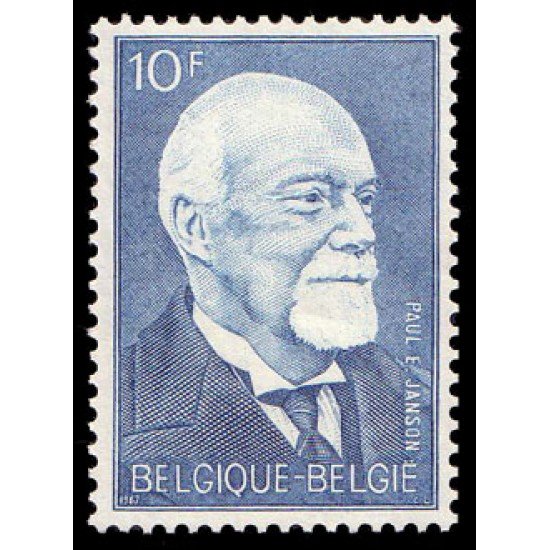 Bélgica - 1414 - 1967 95º Aniv. de Paul-Emile Janson Gravado Lujo Bélgica - 1414 - 1967 95º Aniv. de Paul-Emile Janson Gravado Lujo