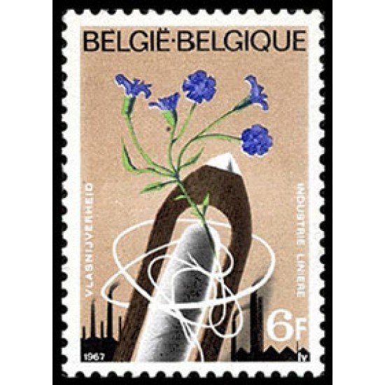 FL3/S Bélgica Belgium Nº 1417 1967 Industria del lino Lujo FL3/S Bélgica Belgium Nº 1417 1967 Industria del lino Lujo