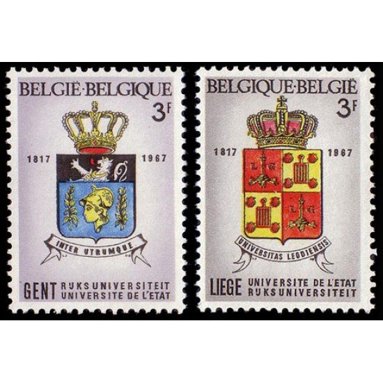 Bélgica - 1433/34 - 1967 150º Aniv. de las Universidades de Lieja y Gante Escudos Lujo Bélgica - 1433/34 - 1967 150º Aniv. de las Universidades de Lieja y Gante Escudos Lujo