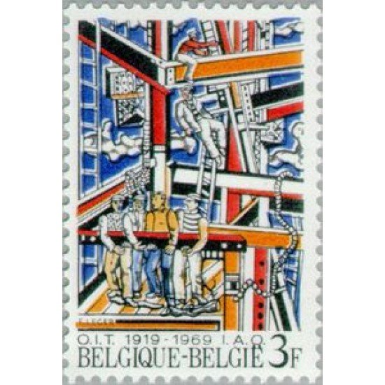 Bélgica - 1497  - 1969 50º Aniv. de la OIT Los constructores cuadro de F.Léger Lujo