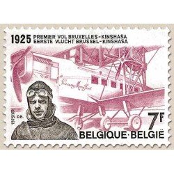 Bélgica - 1777 - 1975 50º Aniv. 1er enlace aéreo Bruselas-Kinshasa Edmond Thieffry Avioneta Lujo Bélgica - 1777 - 1975 50º Aniv. 1er enlace aéreo Bruselas-Kinshasa Edmond Thieffry Avioneta Lujo
