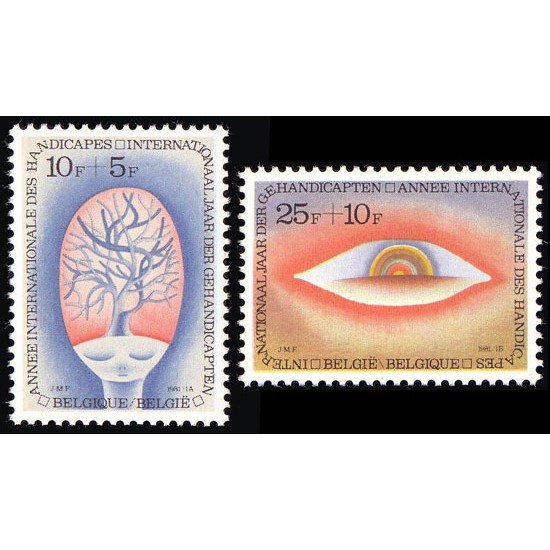 MED/S Bélgica Belgium  Nº 1999/00   1981  Año inter. discapacitados Acuarelas Cerebro, sol Lujo