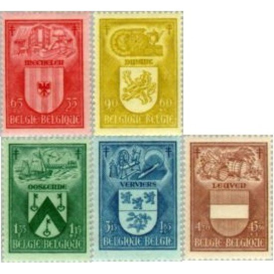 Bélgica - 743/47 - 1946 Escudos de ciudades Lujo Bélgica - 743/47 - 1946 Escudos de ciudades Lujo