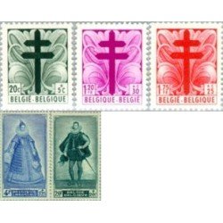 Bélgica - 787/91 - 1948 Obras antituberculosis Isabelle y Alberto Cruz Lujo