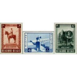Bélgica - 938/40 - 1954 Monumento 20º aniv. muertebAlberto I Namur Lujo